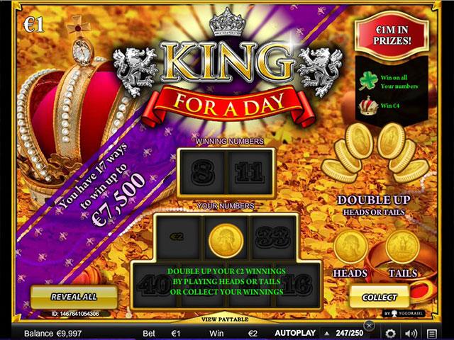 Spielautomaten kostenlos spielen King For a Day Yggdrasil Gaming SS - Automatenherz.com